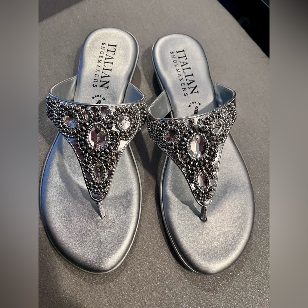 Silver rhinestone sandals